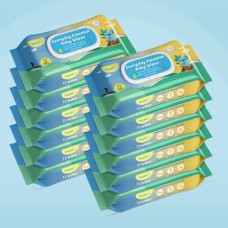 Soft Cleansing Baby Wipes with Aloe Vera & Vitamin E -72 Counts/Pack (Set of 12)-27