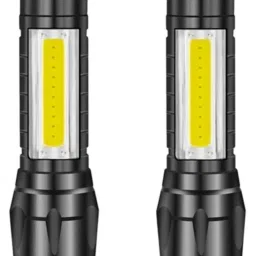(Pack of 2) Mini Pocket Light Zoom COB USB Charging Led Water Proof TorchD Torch-19