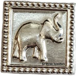Pure Silver Hathi Idol for Puja (Small Elephant embossed on silver sheet Decorative Showpiece-1.75 cm-image-17
