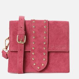 HAUTE SAUCE by Campus Sutra Pink Embellished Suede Structured Sling Bag-image-26