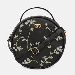 Bagsy Malone Women Floral Embroidered PU Half Moon Sling Bag-picture-21