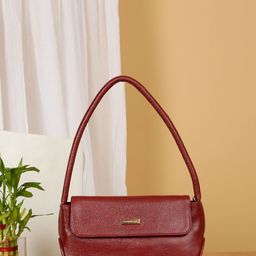 Teakwood Leathers Textured Leather Structured Shoulder Bag With Zip Detail-image-25