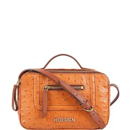 Hidesign Tan Brown Textured Leather Structured Sling Bag-14