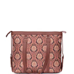 ZOUK Floral Printed Structured Jute Shoulder Bag-3