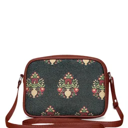 ZOUK Green Floral Structured Sling Bag-69