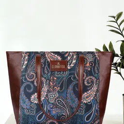 THE CLOWNFISH Floral Printed Structured Tote Bag-13