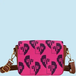 Kalankit Graphic Printed Vegan Leather Zip detail Sling Bag-28
