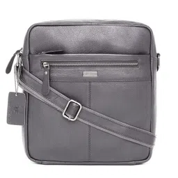 WildHorn Grey Leather Structured Sling Bag-9