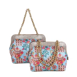 Kuber Industries Set of 2 Floral Printed Handheld Bags-56
