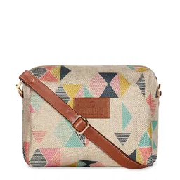 THE CLOWNFISH Women Multicoloured Geometric Bucket Sling Bag-1
