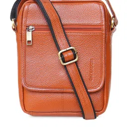 Calvadoss Leather Structured Sling Bag with Fringed image 4