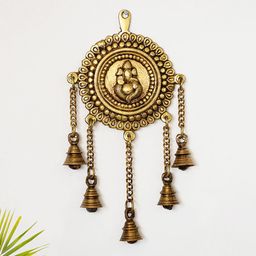 ExclusiveLane Gold-Toned Brass Shree Ganesha Wall Decor with Hanging Bells-picture-26