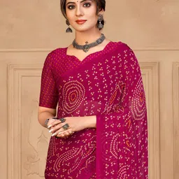 anouk rustic Anouk Bandhani Printed Pure Chiffon Saree image 4