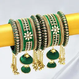 Peora Gold Plated Set Of 2 Matching Bangles Set Wedding Chuda-13