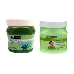 FEELHIGH Set Of 2 Face & Body Aloe Vera Scrub  & Moisturizing Cream-500ml Each-7
