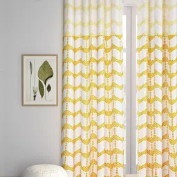 Fabindia Brown & White Geometric Sheer Cotton Long Door Curtain-image-56