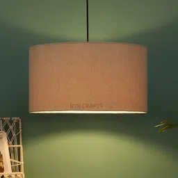 BTR CRAFTS Khaki and Black Hanging Drum Shade Canopy Ceiling Lamp-27