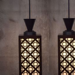 Gojeeva Black Textured Wood Rectangle Shaped Wall Lamp-15