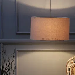 BTR CRAFTS Beige and Black Hanging Drum Shade Canopy Ceiling Lamp-image-9