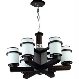 Areezo Brown & White Contemporary Wood Ceiling Lamp-image-17