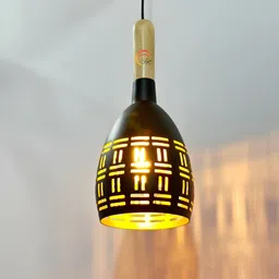 Lyse Decor Black Textured Cylinder Shape Aluminium Ceiling Lamp-34