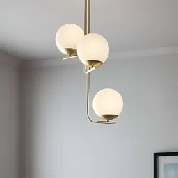 Areezo Gold-Toned & White Glass Spherical Shaped Ceiling Lamp-image-82