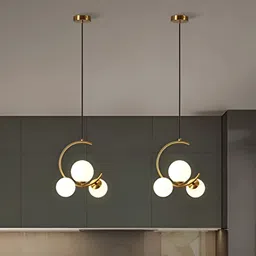Areezo Gold-Toned 2Pcs Spherical Shaped Ceiling Lamp-image-91