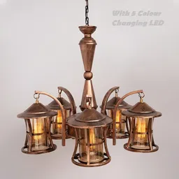 Areezo Gold Toned Textured Abstract Shaped Ceiling Lamp-48