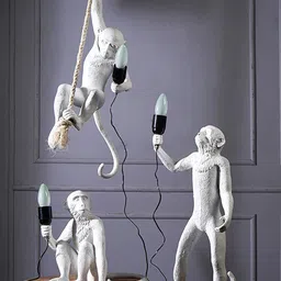 THE ARTMENT Modern Art White & Black Monkey Decorative String Lamp image 1