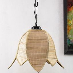Devansh Beige Solid Bamboo Lotus Hanging Light-11