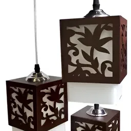 Areezo Brown & White Textured Rectangle Ceiling Lamp image 3