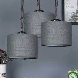 Devansh Grey Jute Cluster Ceiling Lamp-14