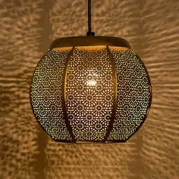 Homesake Gold Toned Textured Hanging Pendant Lamp-36