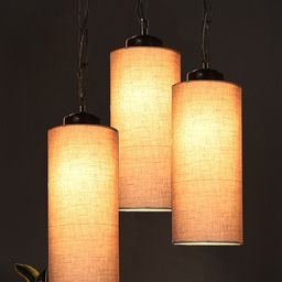 Devansh Grey Cotton Cylindrical Hanging Lamp-22
