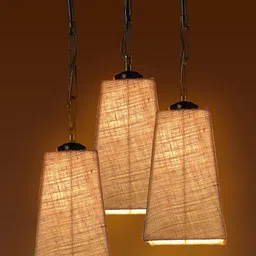 Devansh Beige Jute Pyramid Cluster Hanging Lamp-3