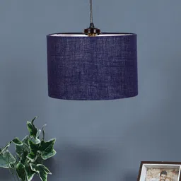 Devansh Blue Cylindrical Jute Ceiling Lamp-picture-17