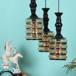 MFD HOME FURNISHING Black & Brown Solid Glass Ceiling Lamp-11