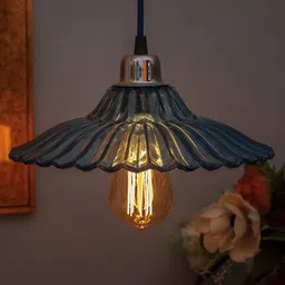 Homesake Blue Textured Glass Ceiling Lamp-8