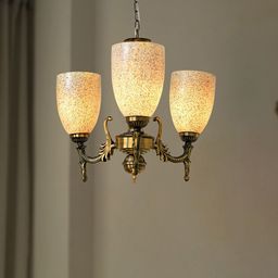 Fos Lighting White Metal 3-Light Mini Chandelier Bell Glass Shades-image-86