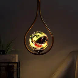 MFD HOME FURNISHING Gold-Toned Solid 3D Glass Ceiling Lamp-image-28
