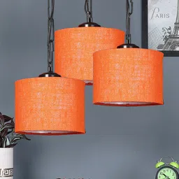 Devansh Orange Jute Frustum Contemporary Hanging Ceiling Lamp-7