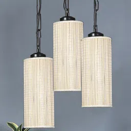 Devansh Beige Solid Cylindrical Cluster Hanging Lamp-6