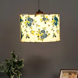 Devansh White & Blue Drum Jute Hanging Pendant Ceiling Lamp-picture-32