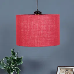 Devansh Pink Cylindrical Jute Ceiling Lamp-28