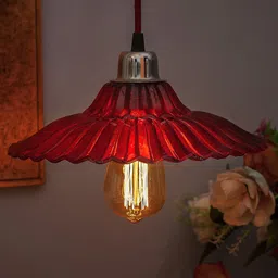 Homesake Red Textured Glass Ceiling Lamp-24