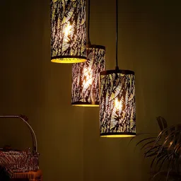 MFD HOME FURNISHING Black Solid Cut Work Vintage Ceiling Lamp-image-20