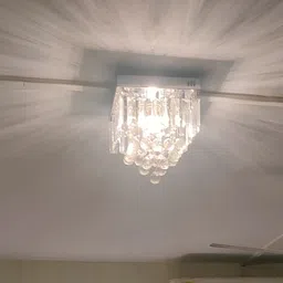 ganeshart Transparent & Silver-Toned Glass Contemporary Square Ceiling Lamp-45