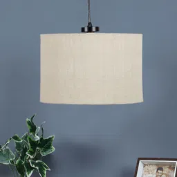 Devansh White Drum Jute Hanging Pendant Ceiling Lamp-30