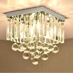 ganeshart Transparent & Silver-Toned  Glass Contemporary Square Ceiling Lamp-36
