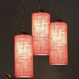 Devansh Pink Jute Cylindrical Hanging Lamp-27